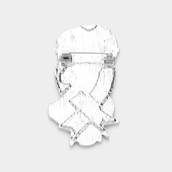 COPY - Pink Ribbon Afro Lady Brooch for Breast Cancer Awareness - Picture 5 of 5